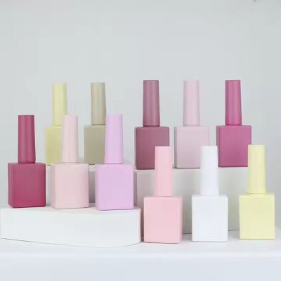Factory Wholesale 10ml 12ml 15ml Matte square Gel Nail Polish Bottle Supplier Custom logo Empty Nail Liquid Glass Container
