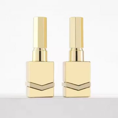Customized Logo Empty Electroplating Gold Square Empty Nail Polish Bottle With Big Brush