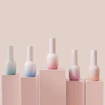 Custom Glass Nail Polish Oil Bottle 15ml With Brush Gradient Pink Blue Green Unique Empty Gel Nail Polish Bottle