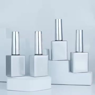 Rectangular Glass Uv Silver Spray Nail Oil Bottle With Brush Empty Cuticle Oil Bottle for Nails