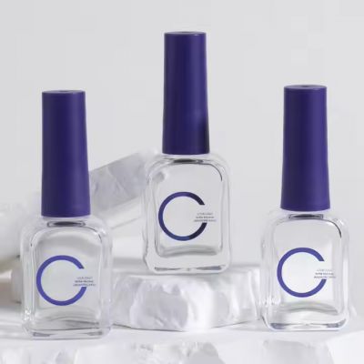 8ml 12ml clear square Empty Nail Polish Glass Bottle with Cap Add Brush