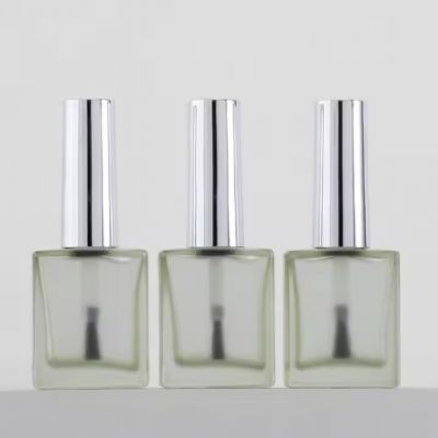 Custom square clear Green Empty Glass Wholesale 10ml 12ml 15ml Uv Gel Nail Polish Bottle