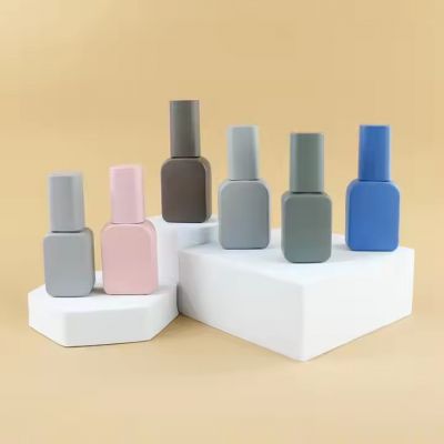 Baby Blue 8ml 12ml Glass Empty Square Empty Uv Gel Nail Polish Bottle With Custom Design