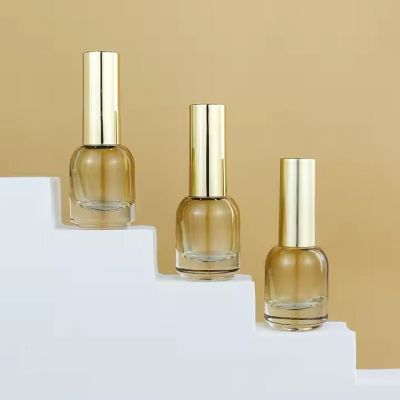 14ml Custom Gradient Mini Gold Lid Empty Gel Paint Nail Art Glass Bottle With Brush