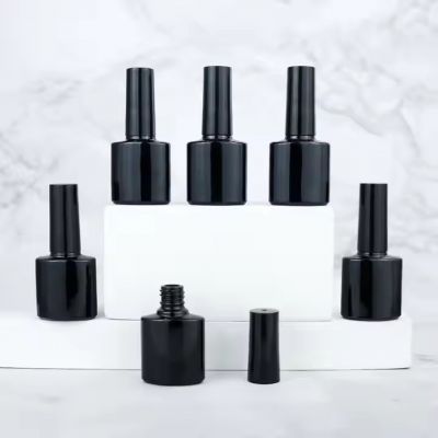 Factory 5ml 7ml Mini Nail Art Container Empty Cosmetic Black Glass Gel Nail Polish Bottles