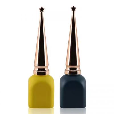Factory New Arrival Yellow 12ml 13ml Empty Uv Gel Fancy Nail Polish Bottle with Gold Cap