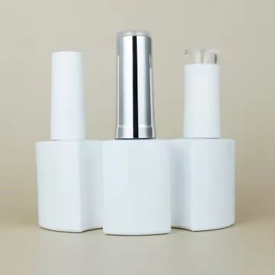 Manufacture Unique Uv Gel Nail Polish Bottle with Brush Glass White Empty Gel Polish Bottle