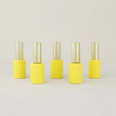Wholesale Custom Yellow Made Cylinder 12ml Empty Nail Art Polish Glass Bottle With Cap