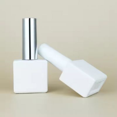 Square 15ml Uv Gel Nail Polish Bottle Supplier Glass White Empty Gel Polish Bottle