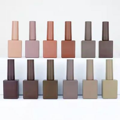Wholesale Custom Nail Gel 10ml 12ml 15ml Matte square Glass Empty Nail Polish Bottle with Brush
