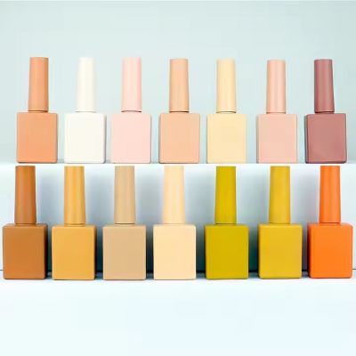 Custom Color Empty Uv 10ml Gel square Orange Nail Polish Bottle with Brush and Cap
