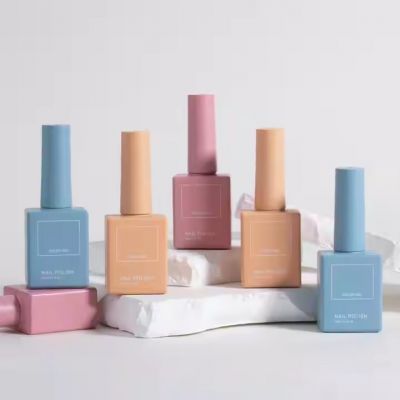 Factory Direct Sales Empty 12ml 15ml Nail Polish Bottle square pink Cute Glass Bottle