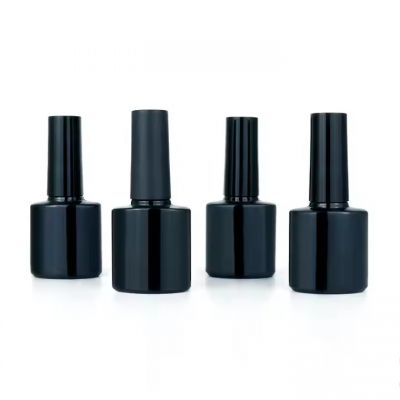 Factory 5ml 7ml Unique Nail Art Container Empty Cosmetic Black Glass Gel Nail Polish Bottles