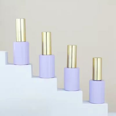 11ml Cylinder Irregular Purple Glass Empty Custom Nail Polish Bottle With Brush 12ml