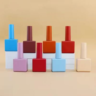 10ml 15ml Color Square Glass Empty Nail Polish Bottle With Cap and Brush