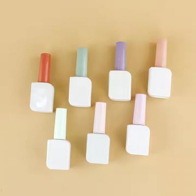 Custom 10ml 11ml 12ml Coated Matt White Uv Gel Nail Lacquer Glass Bottle Unique Leaf Shape Nail Polish Bottle with Brush Set