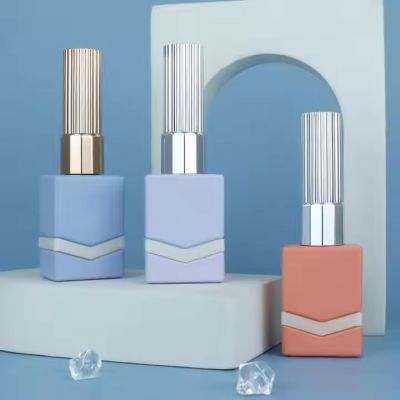 Custom logo 11ml New Design square Uv Nail Gel Polish Bottle Orange Purple Blue Coated Color Nail Lacquer Oil Bottle Free Sample