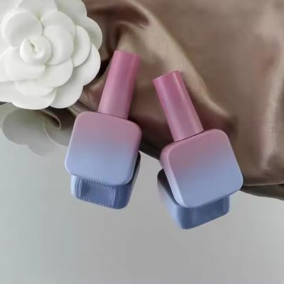 Factory Wholesale 12ml Empty Nail Polish Bottle with Brush Custom Design Matt pink Gradient Cute Nail Lacquer Oil Glass Packing