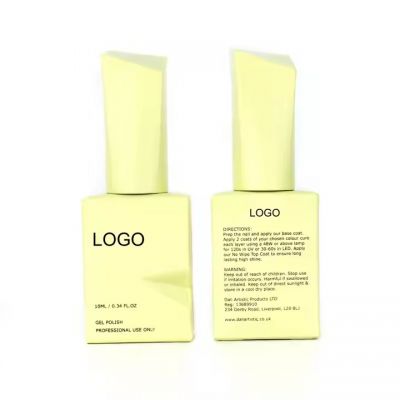 Custom Fancy 10ml Empty square Nail Gel Polish Bottle with Brush Oem Odm Yellow Nail Lacquer Glue Glass Bottle Factory