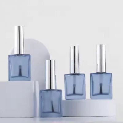 Custom 10ml 12ml Clear Blue Nail Polish Bottle Empty Gel Nail Polish Oil Glass Bottle With Brush