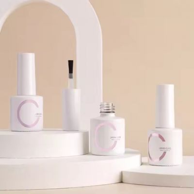 White 12ml Cylinder Empty Glass Uv Gel Nail Polish Bottle with Brush