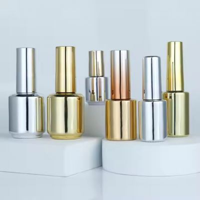 Luxury Gold Silver Electroplate 5ml 8ml 10 ml 12ml 15ml Custom Round Uv Nails Polish Bottle