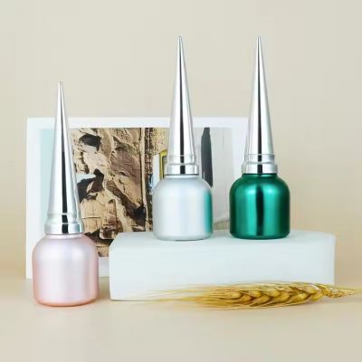 Custom logo 11ml Luxury pink Silver Green Round Gel Polish Bottle Factory Wholesale Nail Polish Glass Bottle with Conical Lids
