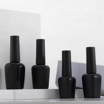 10ml 15ml square Rectangular Empty Glass Uv Gel Polishing Bottle with Brush Black Glass Nail Polish Bottle