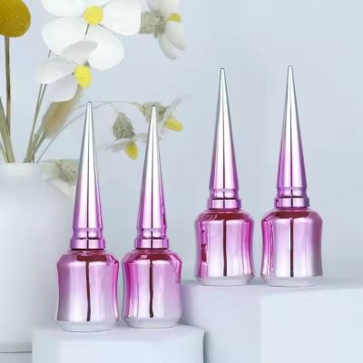 Nail Oil Custom logo Bottle Uv Electroplated Pointed Lid Nail Gel Polish Bottle Screen Printing