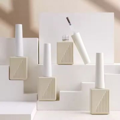High Quality Khaki Nail Polish Bottle 10ml Clean Empty Glass Nail Polish Bottle White Lid with Brush