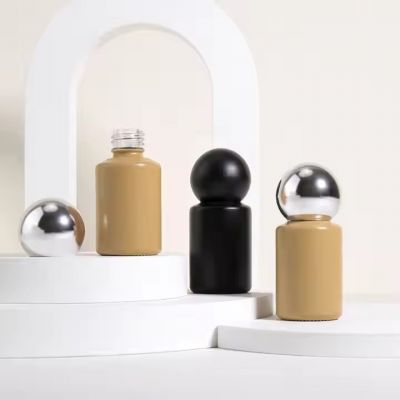 12 ml Empty Matte Black Cylinder Nail Polish Bottle Round Ball Cap Gel Round Nail Polish Glass Bottle With Brush