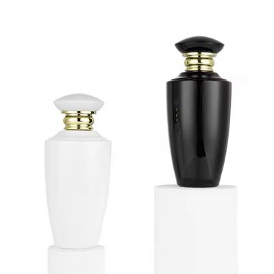 China Factory Supplier 100ml New Design Luxury Custom Perfume Bottle Glass Thick Bottom Shiny Black White Glass Perfume Bottle
