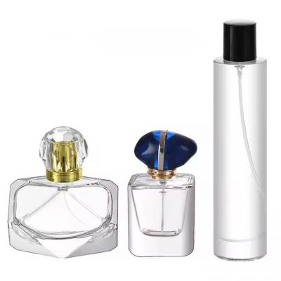 High-end Luxury Perfume Bottles 50ml 100ml Clear Unique Shaped Empty Thick Bottom Perfume Spray Bottles