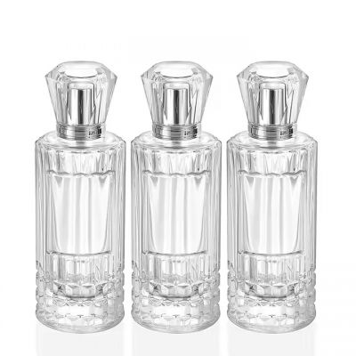 Roman Columns Cylindrical Shape 100ml Empty Parfum Spray Bottles Label Glass Perfume Bottle Sticker With Paper Tube Packaging