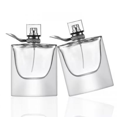 Ribbon Decoration Arabic Perfume Bottle Luxury 75ml Clear Empty Perfume Atomizer Glass Bottles With Sprayer