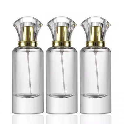Hot Selling Thick Bottom Clear Round Tall 50ml Perfume Bottles Glass Spray Crimp Neck Glass Perfume Bottle 50ml