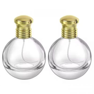 Stock Crimp Neck Perfume Bottle Simple Ball Shaped Glass Perfume Bottles 75ml Round Empty Perfume Spray Bottles