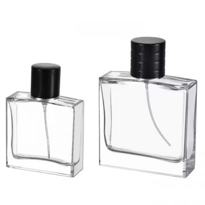 Unique Flat Square Perfume Glass Bottle 30ml 50ml 100ml Empty Glass Perfume Bottles Clear Spray Bottle for Perfume Oil
