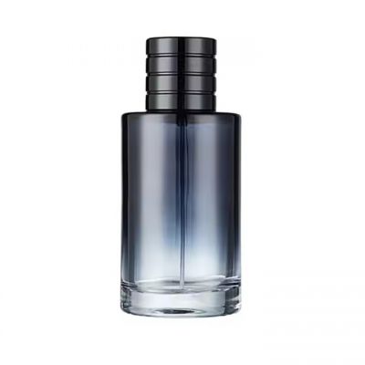 Custom Coating Blue Hot Stamping New Design 15mm Crimp Round Perfume Glass Bottle for Man
