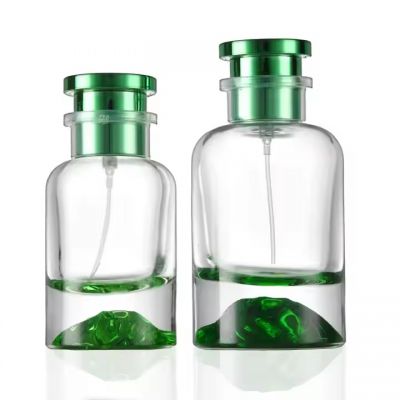 Custom Green Gradient Thick Bottom Mountain Peaks Empty Cylinder Spray Perfume Fragrance Parfum Bottles With Paper Tube