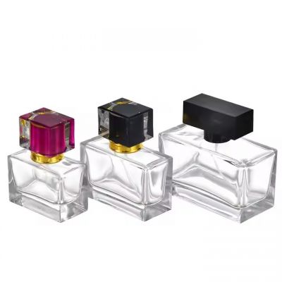 Crystal Gold Cover 30ml 50ml 100ml Perfume Bottle Square Glass Luxury Spray Empty Perfume Bottles With Box