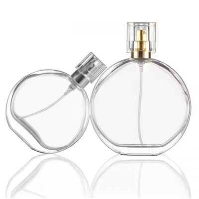 Empty Flat Round Perfume Bottle 30ml 50ml 100ml Perfume Bottle 15 Crimp Neck Cap Luxury Perfume Bottle
