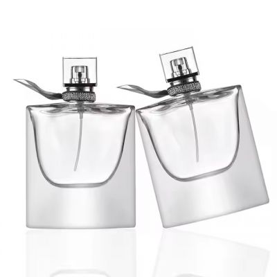 New Design Square Perfume Bottle Clear Thick Bottom Perfume Bow Decorative Ribbon Bow for Perfume Bottle 75ml