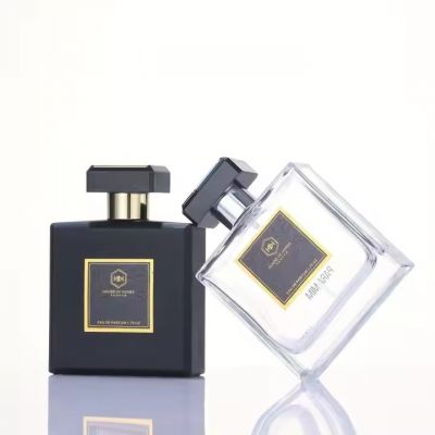 Good Quality Perfume Bottle 100ml Luxury Perfume Bottle Black Square Spray Perfume Glass Bottle