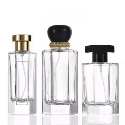 Hot Sale in Stock Hexagonal Clear Perfume Bottle 50ml 100ml Custom Logo Thick-Bottomed Spray Perfume Bottle