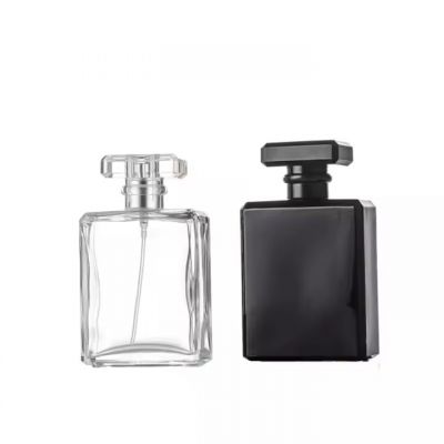 Wholesale 30ml 50 ml 75ml 100ml Empty Luxury Flat Square Spray Fragrance Parfum Bottle Black Refillable Perfume Glass Bottle