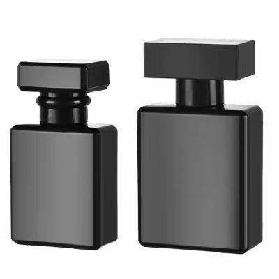 Black Empty Glass Perfume Bottles 50 Ml Square Glass Perfume Bottle Luxury Glass Spray Bottle Perfume