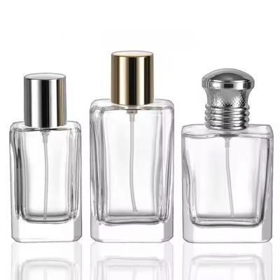 Custom Made 30ml 50ml Glass Perfume Bottles Clear Square Perfume Glass Bottle Spray Pump Perfume Glass Bottle