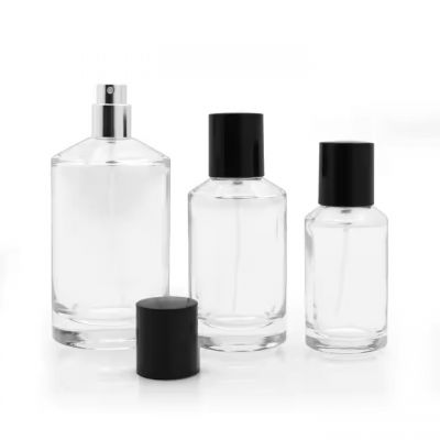 Wholesale Perfume Bottle Clear Cylinder Glass Perfume Bottle 30ml 50ml 100ml Empty Spray Perfume Glass Bottle With Box