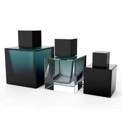 Luxury New Design Square Perfume Samples Bottles Custom Color Black Perfume Bottle With Wooden Cap